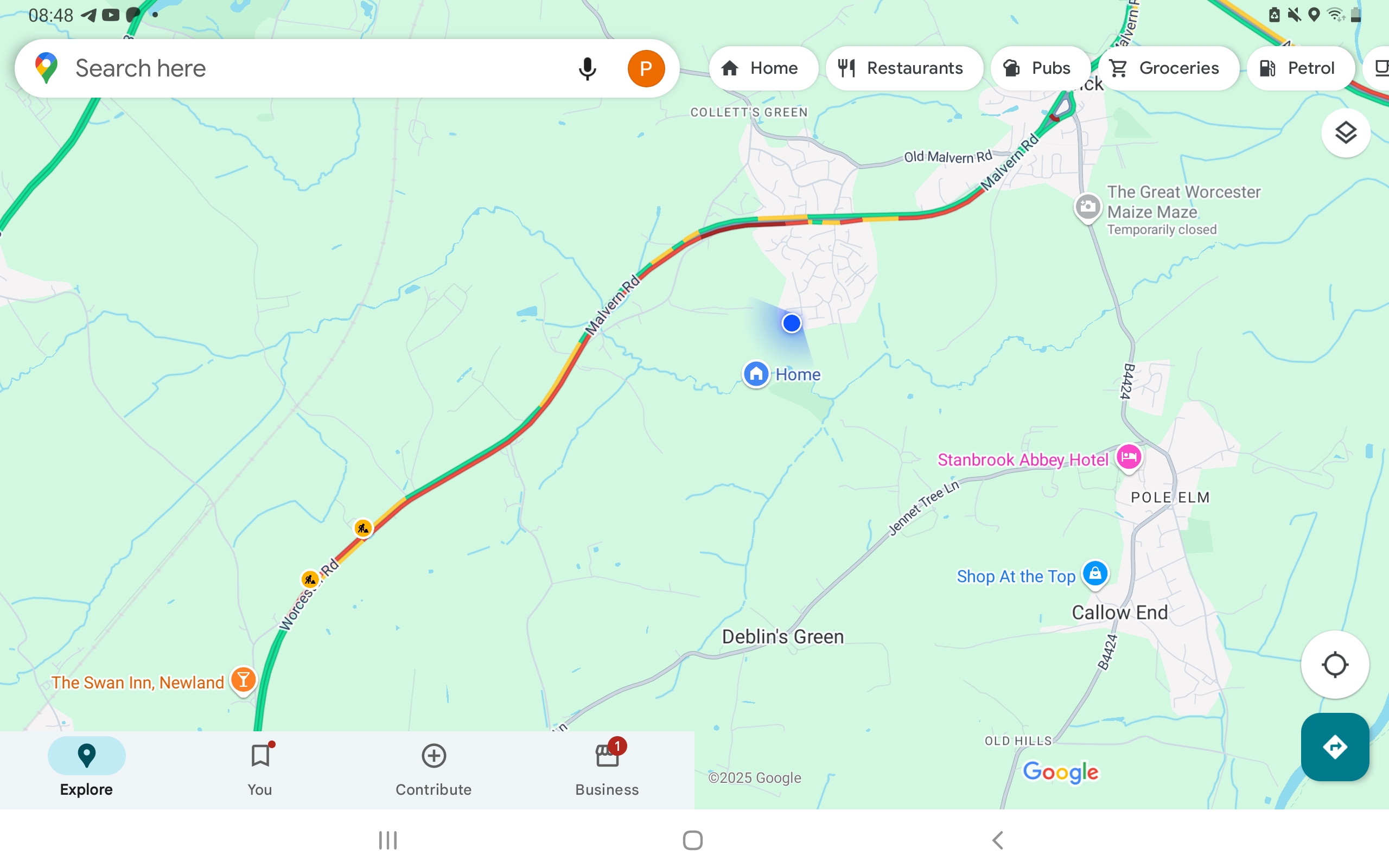 Severn Trent Google maps 7 months+ roadworks on A449 Worcester to Malvern